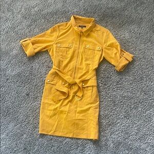 Sharagano Yellow Belted Dress
